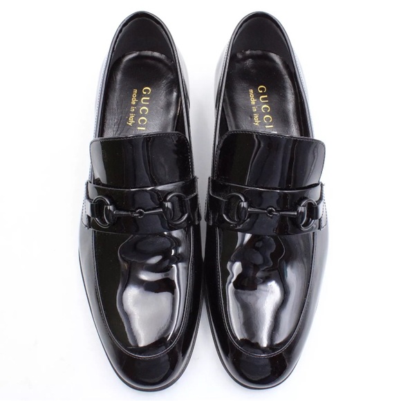 NIB [Gucci] Authenticated Black Patent Leather Loafers w Tonal Horsebit Mens 8 - Picture 9 of 17